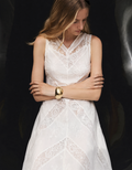 Openwork Embroidery V-neck Sleeveless Dress