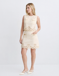 Scallop Hem Embroidered A-line Skirt