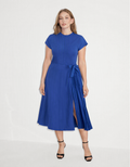 Pleated Skirt Side Strap Short Sleeve Dress
