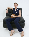 Contrast Trims Fitted Waist Sleeveless Jumpsuit
