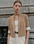 Contrast Stripe Cuffs Cropped Blazer