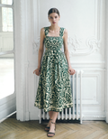 Abstract Print Cutout Waist Square Neck Dress