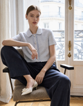 Fringed Trims Short Sleeve Tweed Top