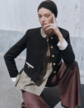 Contrast Trims Detachable Collar Cropped Jacket
