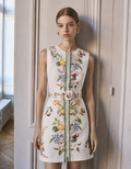 Fruit Print Sleeveless Jacquard Dress