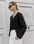 Scallop Trims Openwork Knit Cardigan