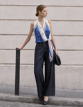 Nautical Print Scarf-style V-neck Top