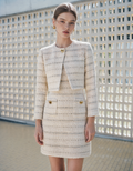 Wool-blend Long Sleeve Cropped Tweed Cardigan