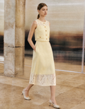 Lace Panels Sleeveless Layered Midi Dress