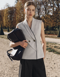 Contrast Piping Asymmetric Collared Vest