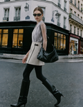 Contrast Piping Wrap Front A-line Skirt