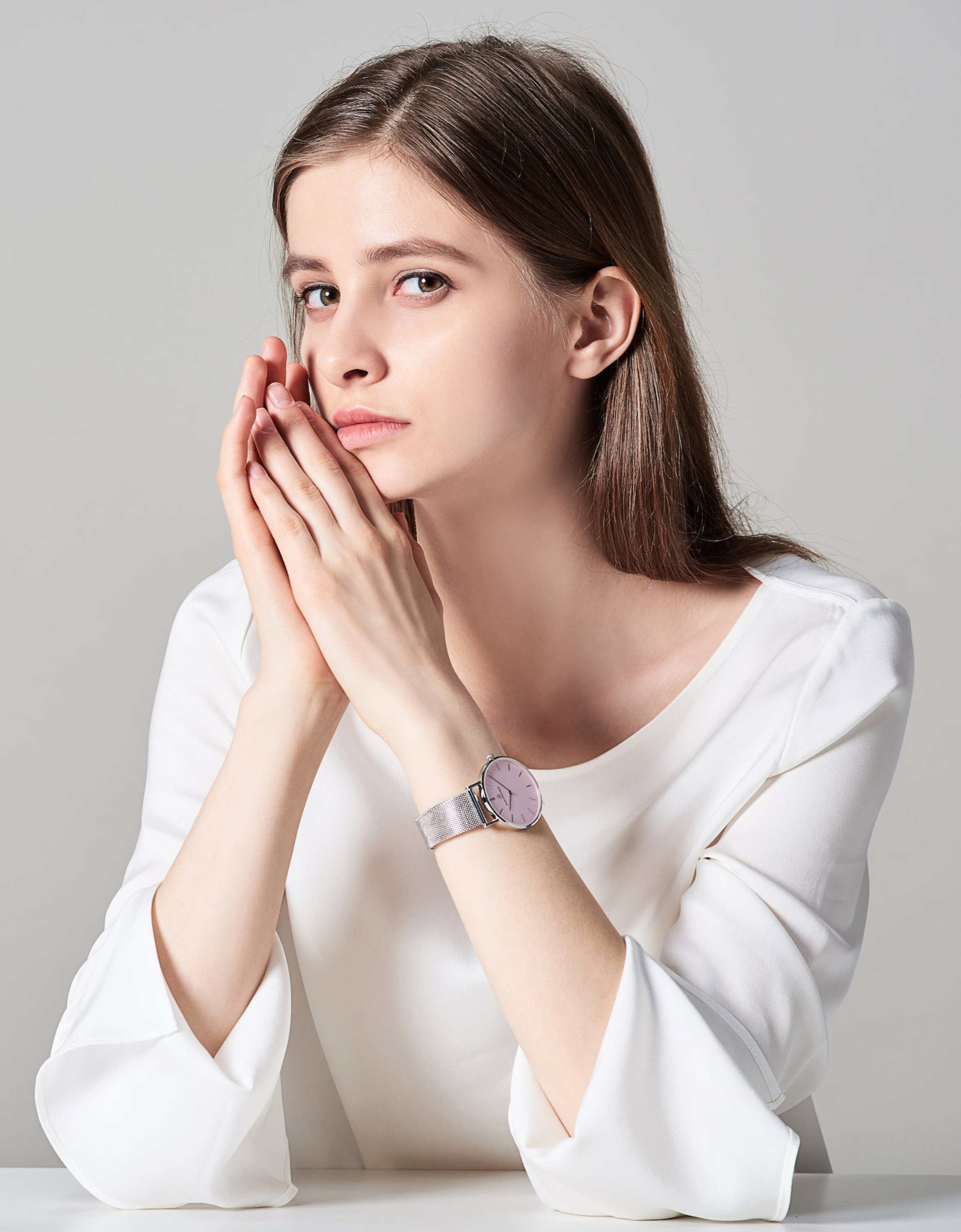 BLACK BY BLUE BRAVE Classic 36mm Silver Mesh Strap Watch